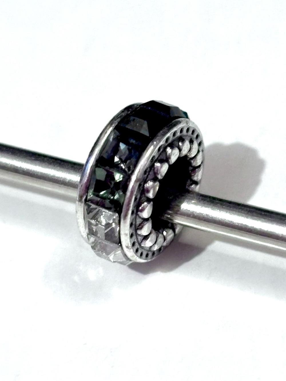 Brighton Spectrum Spacer in Black Square crystals of black, gray, clear Retired
